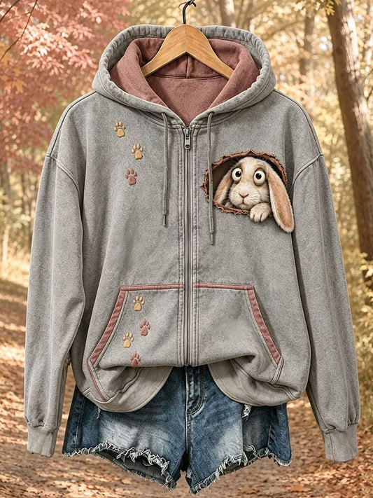 Women's Vintage Animal Print Hoodie