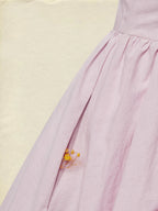 Cotton Maxi Dress, Short Sleeve, V neck, Plain, Vintage, Purple