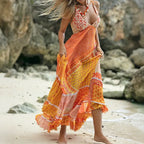Boho Floral With Paisley Patchwork Patterns Maxi Suspender Dress