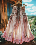 Summer Vacation Ruffle  Lace Patchwork Skirt 78b8