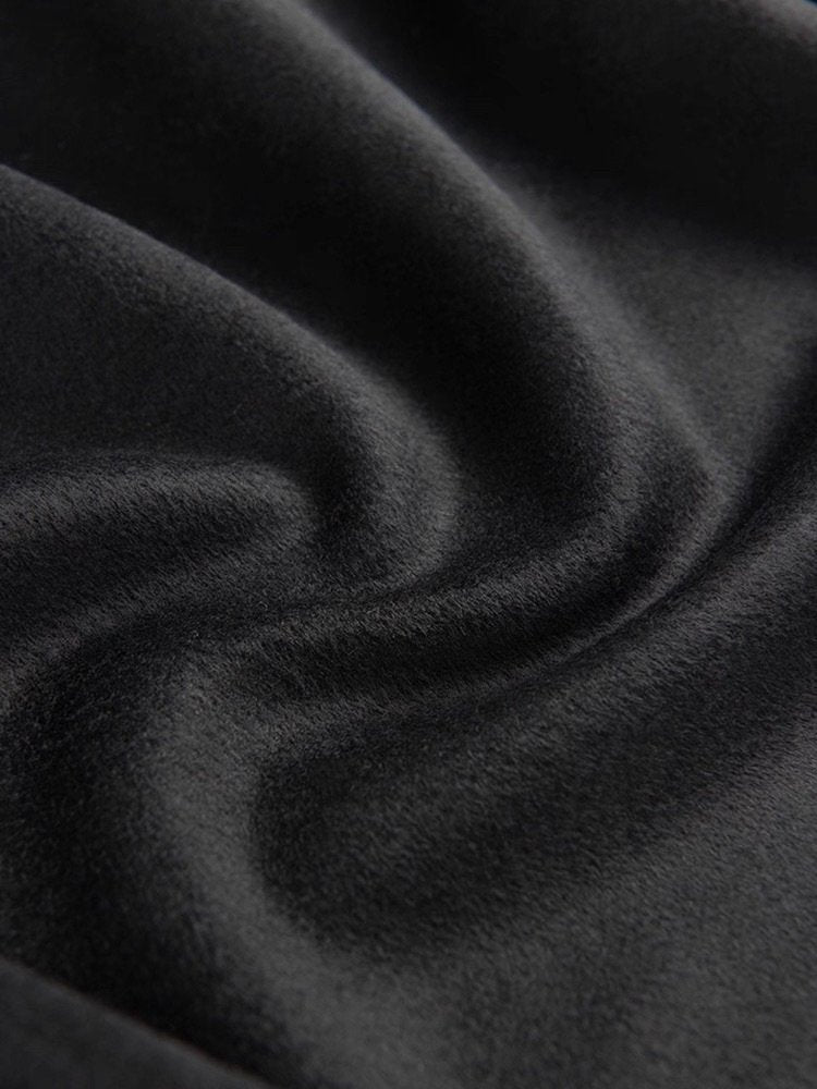 Wool Jacket, Long Sleeves, Round Neck, Plain, Button Design, Vintage, Black