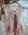 Summer Vacation Ruffle Lace Patchwork Top 64f8