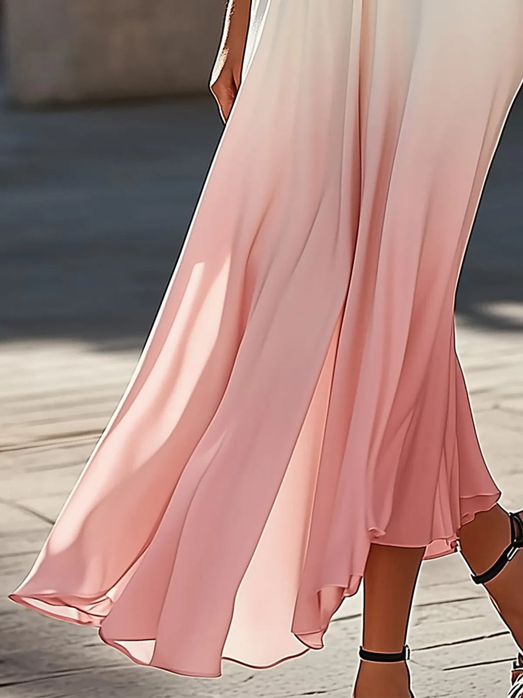 Charming Gradient Pink Sleeveless Maxi Dress