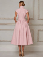 Elegant Embroidered A-Line Shirt Dress