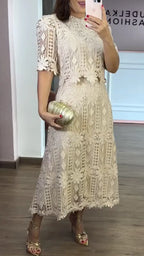 Women's Round Neck Hollow-Out Elegant Suit