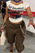 Vintage Graphic Tee & Cropped Cargo Pants Set