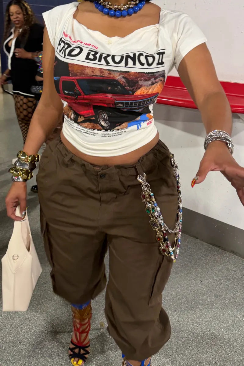 Vintage Graphic Tee & Cropped Cargo Pants Set