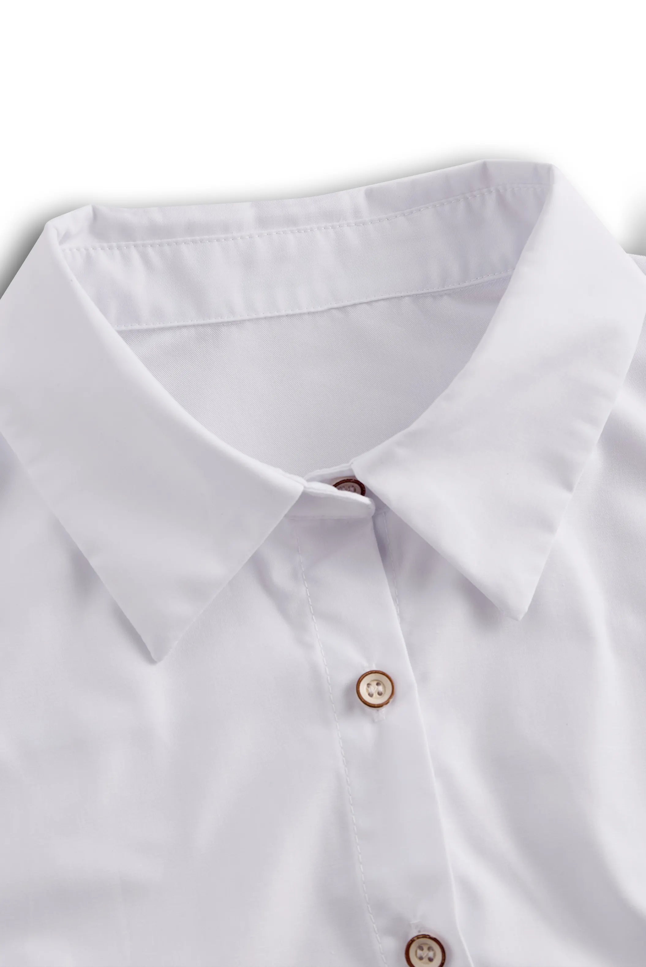 Chic White Button-Up Blouse And Black Pencil Skirt Set
