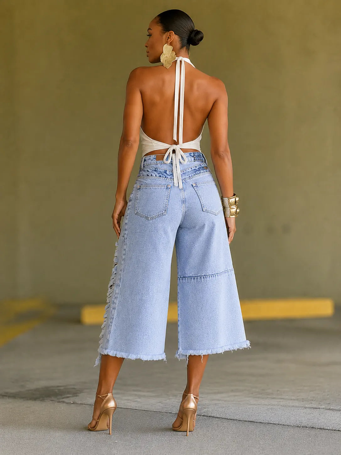 Women's Faux-Layer Ripped Jeans
