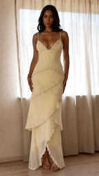 Rhinestone Asymmetric Mermaid Maxi Dress
