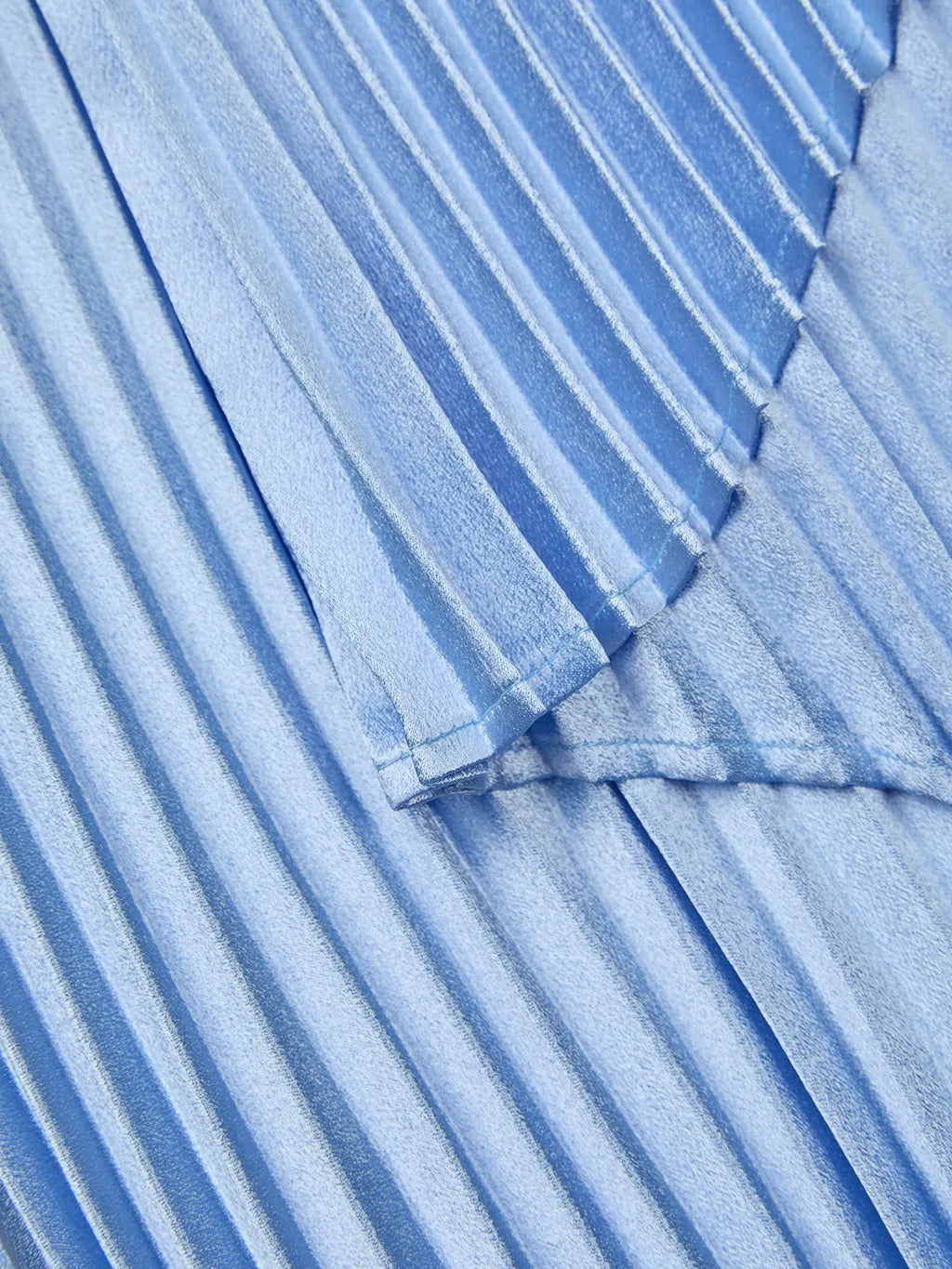 Blue Pleated Asymmetric Satin One Shoulder Sleeveless A-Line Maxi Dress