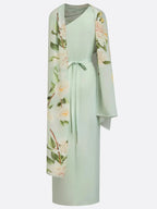 Light Green Floral Classic One Shoulder Sleeveless Sheath Maxi Dress