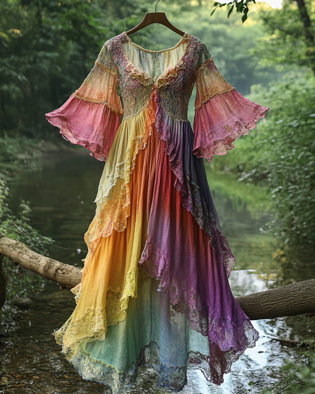 Summer Vacation Gradient Beaded Ruffle Dress 3bf5
