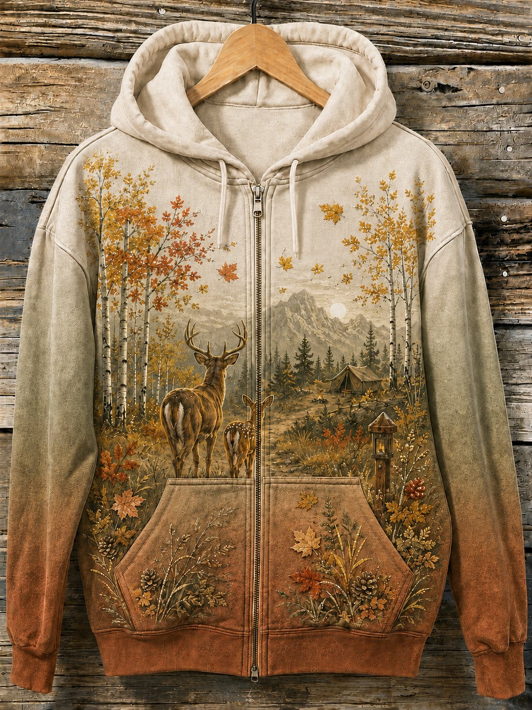 Women's Vintage Forest Camping Animal Print Hoodie