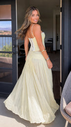 Beaded Pleated Chiffon Maxi Dress Set