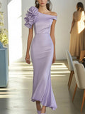 Glamorous Lavender Mermaid Dress with Floral Detail
