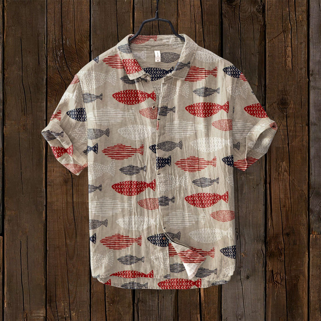 Vintage Fish Japanese Art Linen Blend Comfy Shirt