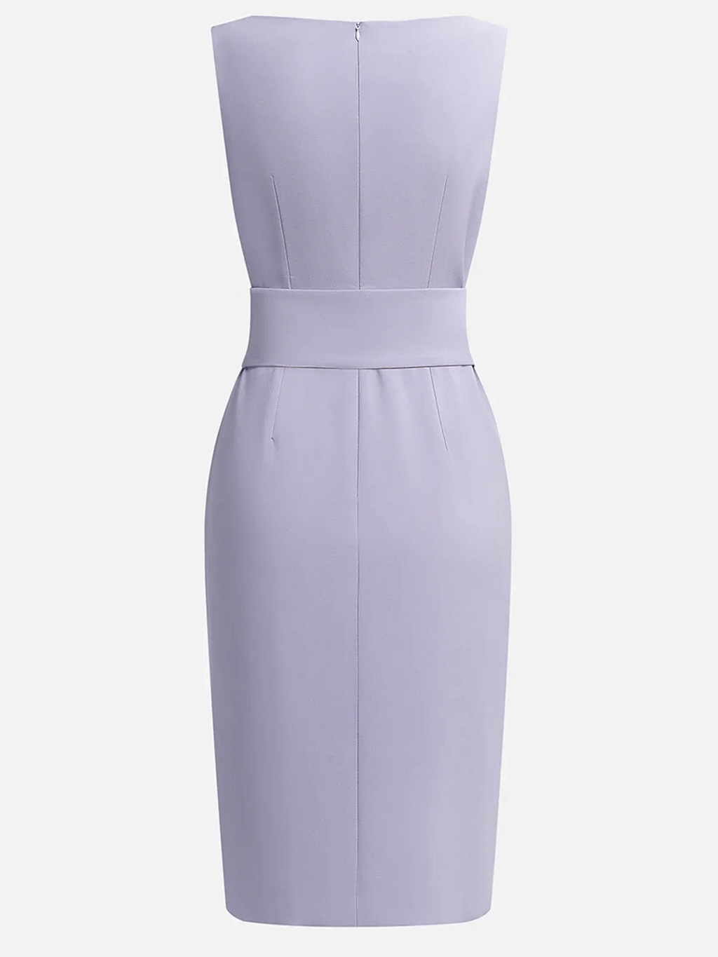 Lavender Purple Rhinestone Classic Boat Neck Sleeveless Sheath Midi Dress