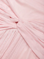 Pink Ruched Slit Formal Dress Cowl Neck Sleeveless A-Line Gown Dress