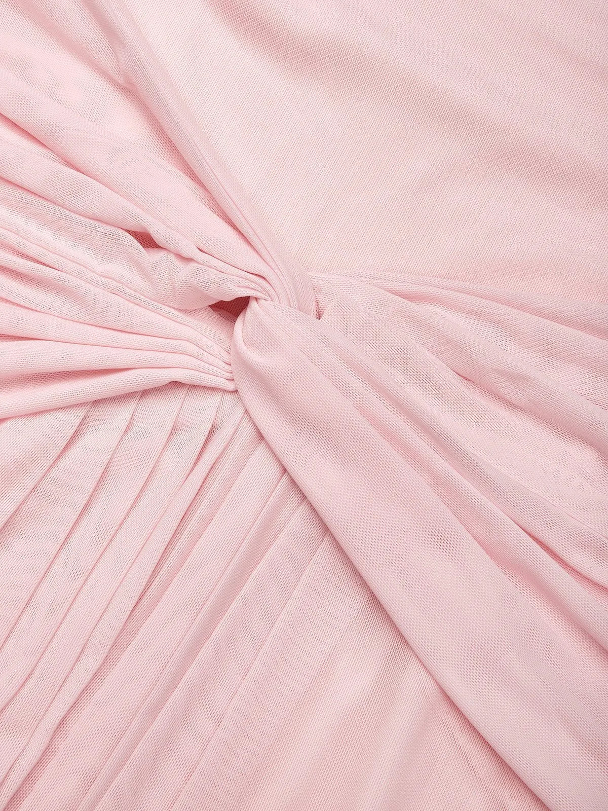 Pink Ruched Slit Formal Dress Cowl Neck Sleeveless A-Line Gown Dress