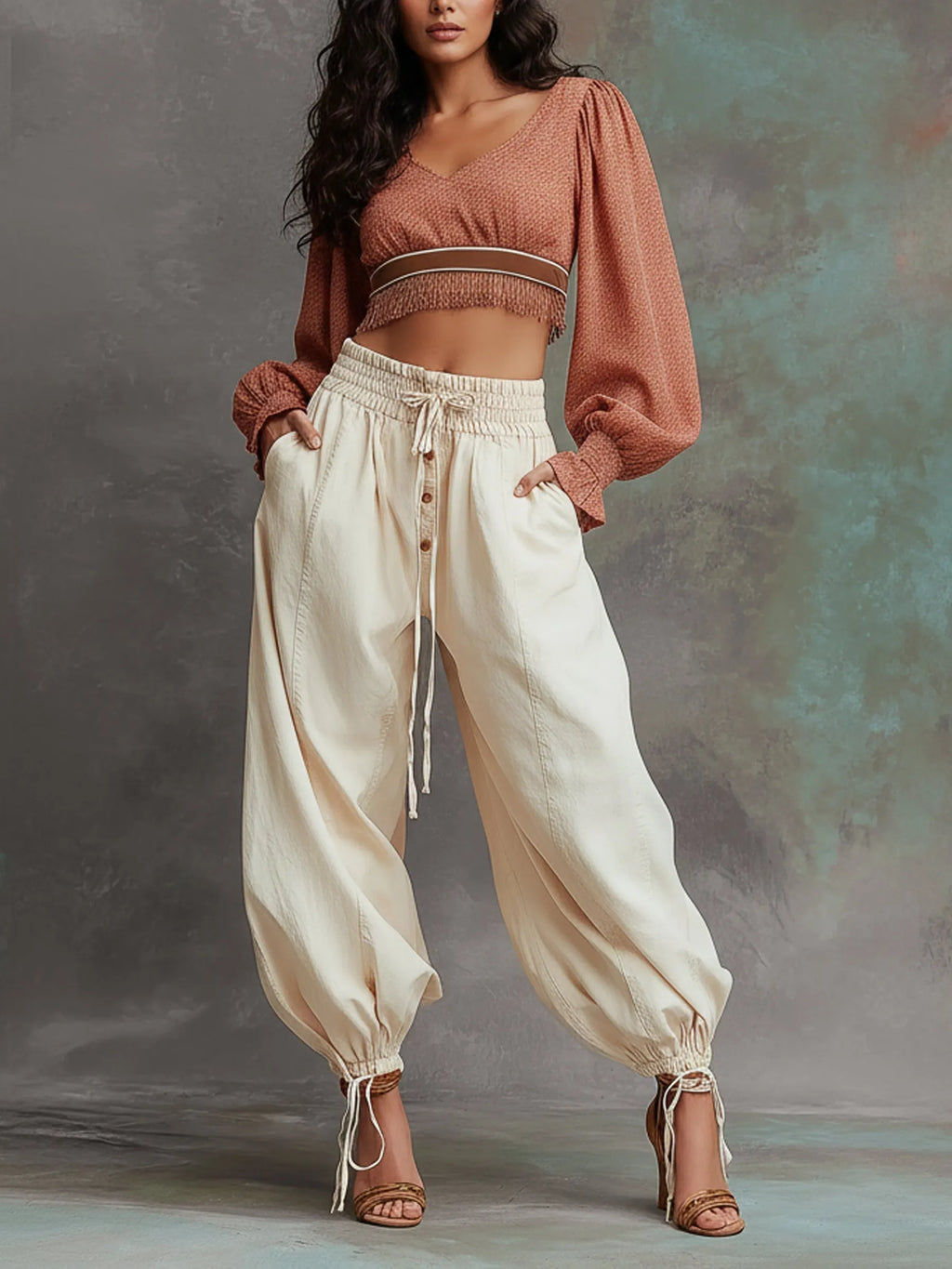 Casual Loose Fit Washed Denim Balloon Pants