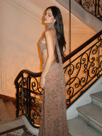 Y2K Snake Print Halter Backless Cut-Out Wide Leg Jumpsuit