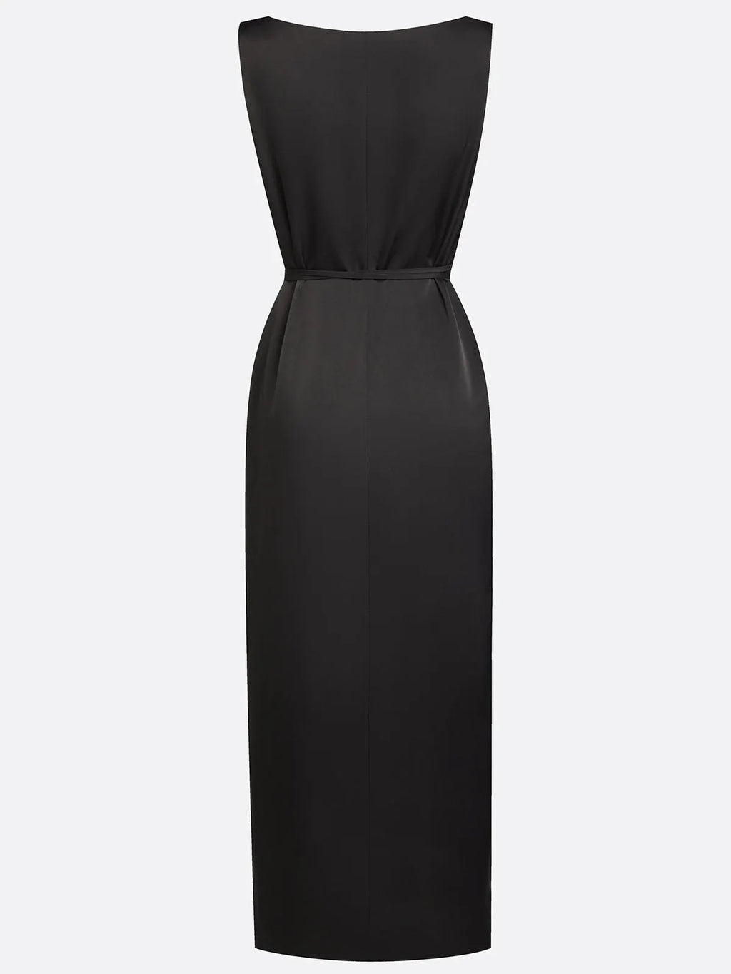 Black Lace Embroidery Sheer Mesh V Neck Sleeveless Wrap Sheath Maxi Dress