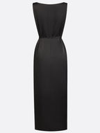 Black Lace Embroidery Sheer Mesh V Neck Sleeveless Wrap Sheath Maxi Dress