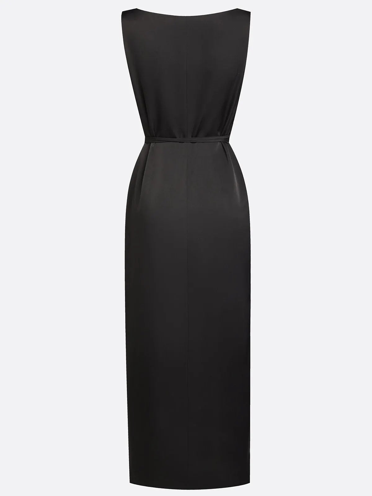 Black Lace Embroidery Sheer Mesh V Neck Sleeveless Wrap Sheath Maxi Dress