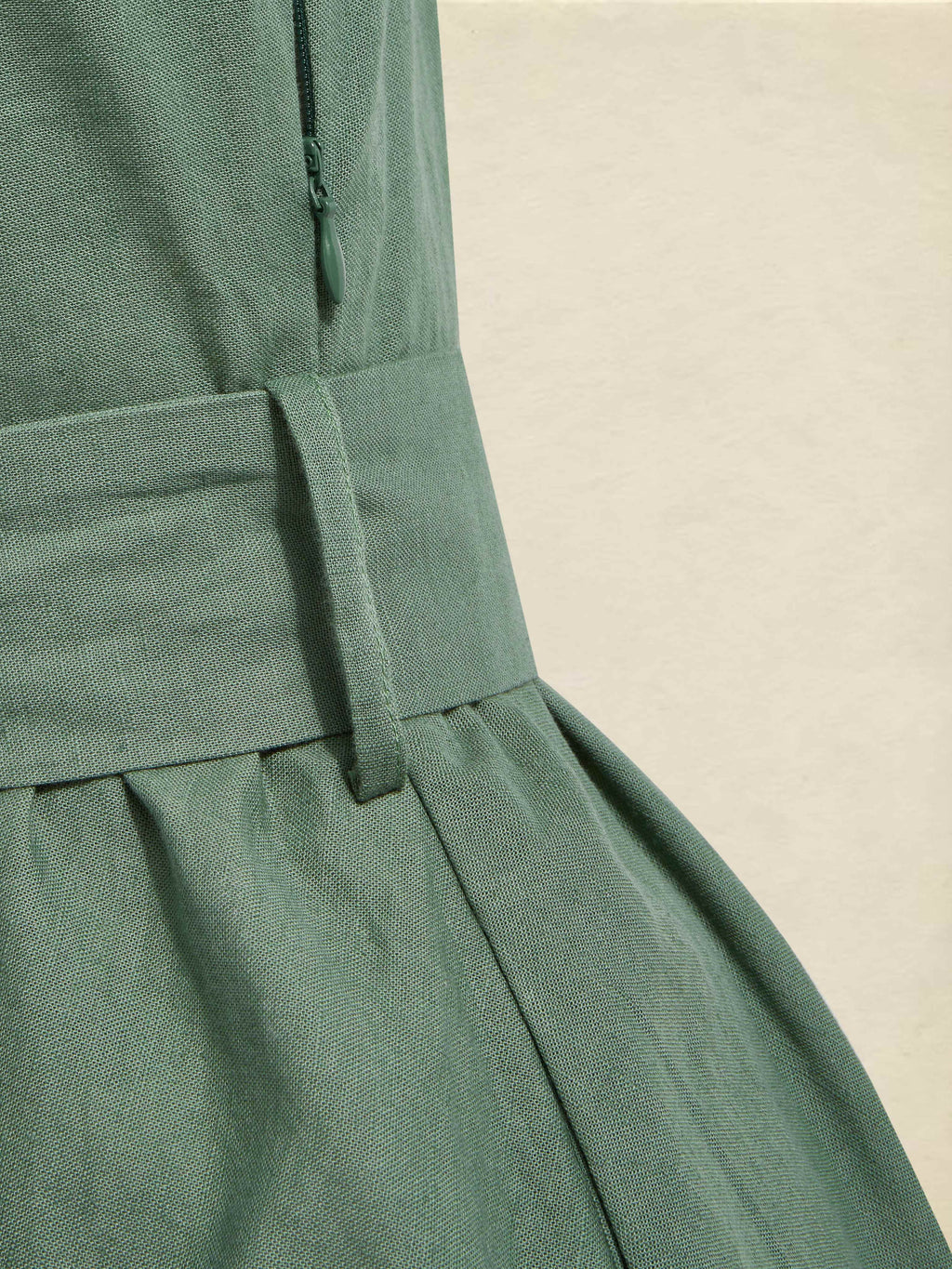 Midi Linen Dress, Half Sleeve,  Linen Blend, Plain, Renaissance, Green