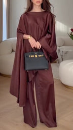 Women's Round Neck Satin Loose Casual Suit