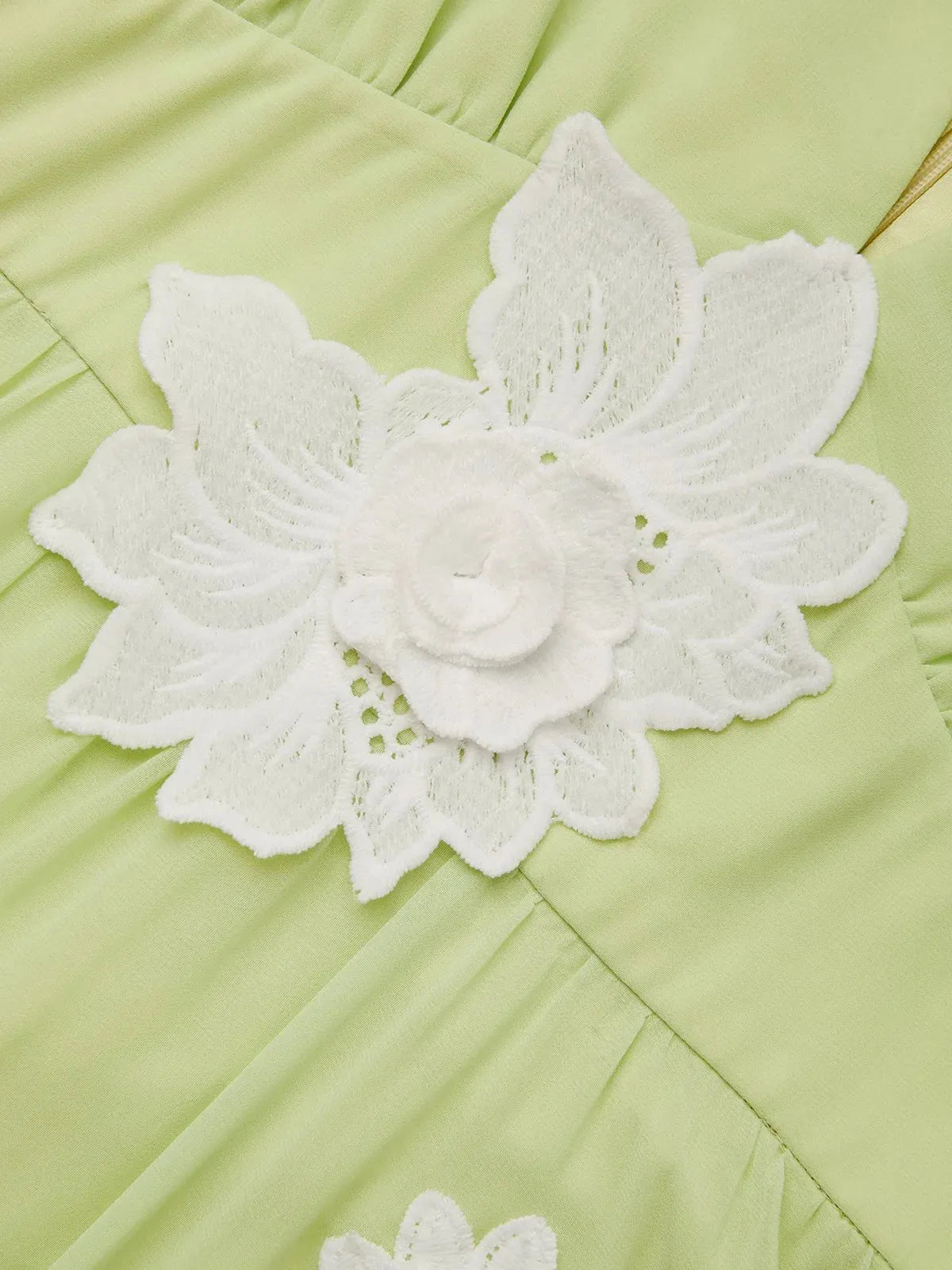 Light Green Applique Chiffon V Neck Sleeveless A-Line Maxi Dress