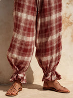 Red Plaid Ruffle-Hem Halter Jumpsuit - Effortless Summer Style