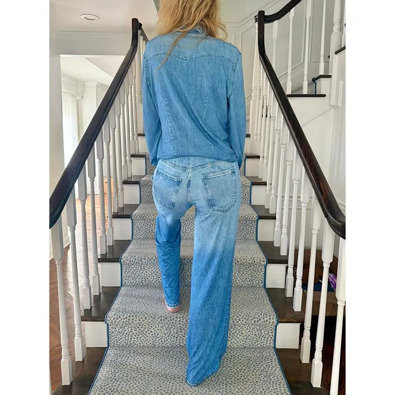 Denim Dreams Pajama Set – Cozy Fit, Soft Denim‐Look Loungewear for All Night Comfort