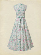Maxi Cotton Dress, Sleeveless, V Neck, Floral, Lace, Vacation, Vintage, Apricot