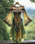 Summer Vacation Ruffle Lace Contrast Color Dress b0a8