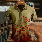 Men's Vintage Japanese Floral Art Polo Shirt
