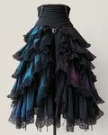 Elegant Patchwork Ruffle Skirt  15b9