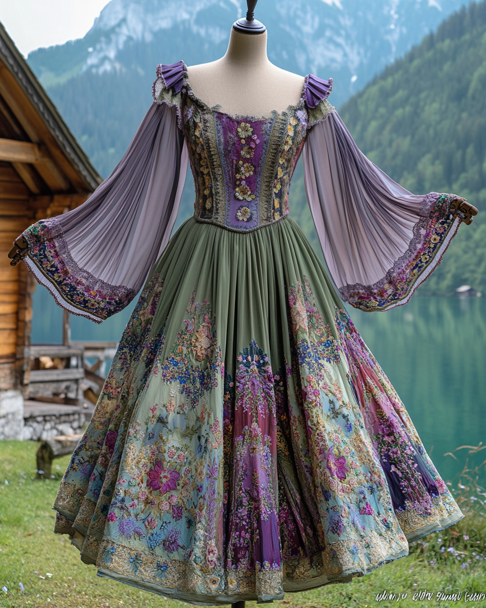 Renaissance-inspired country style vacation dress f8cd 78de