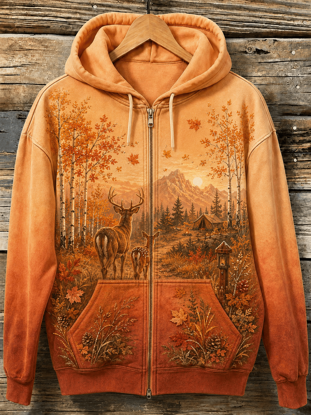 Women's Vintage Forest Camping Animal Print Hoodie
