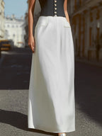 Strapless Buttoned Corset Top And High-Waisted Maxi Skirt Set