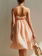 Blush Pink 3D Floral Cotton Mini Dress