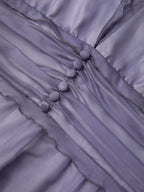 Deep Purple Ruffled Chiffon V Neck Sleeveless A-Line Gown Dress