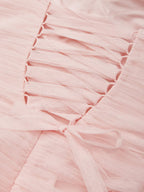 Pink Ruched Slit Tulle Strapless Sleeveless Sheath Gown Dress