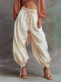 Casual Loose Fit Washed Denim Balloon Pants