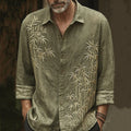 Men's Vintage Bamboo Embroidery Art Long Sleeve Shirt