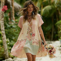 Women's Bohemian Patchwork Casual Vacation Short-sleeve Dress