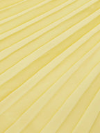 Yellow Pleated Chiffon Dress Square Neck Long Sleeve A-Line Gown