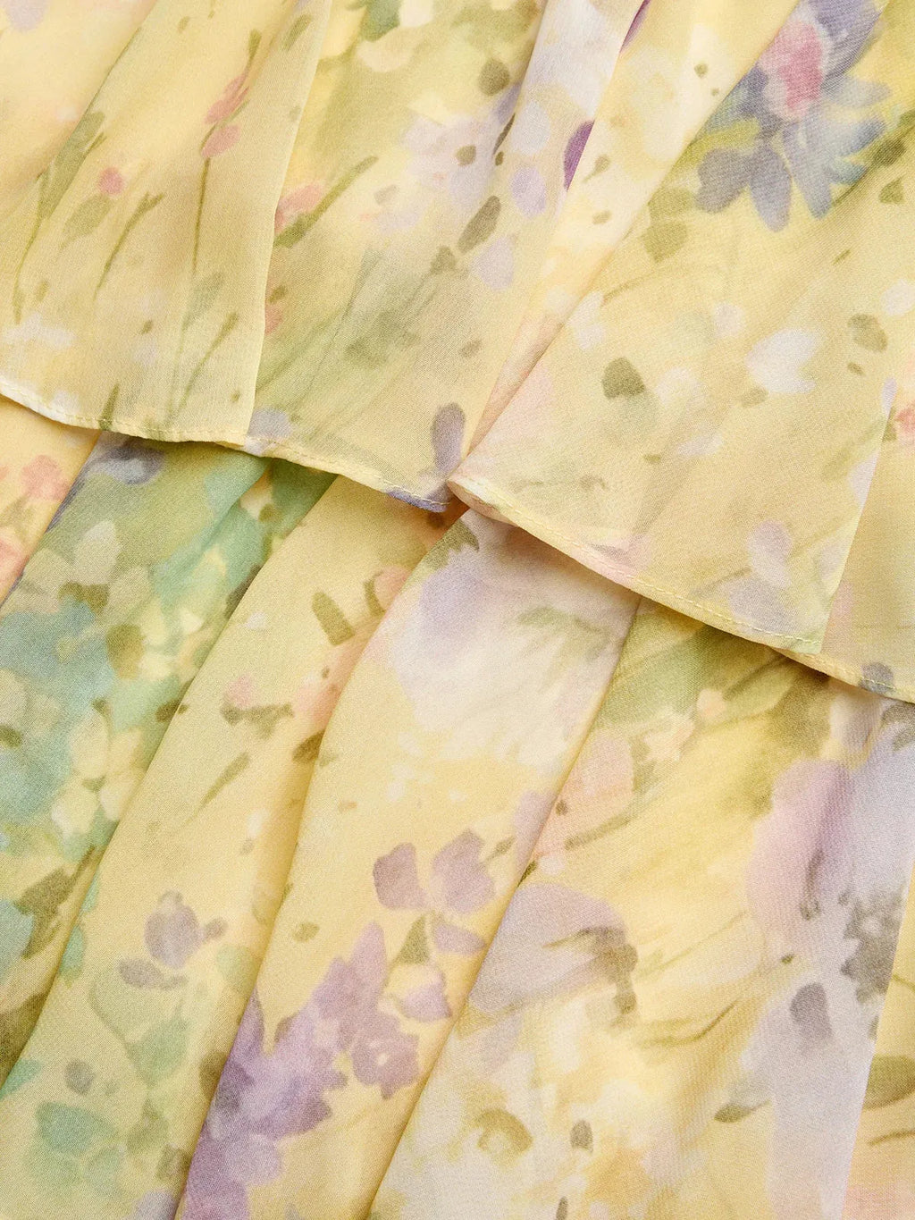 Yellow Ruffled Floral Chiffon Halter Sleeveless A-Line Maxi Dress