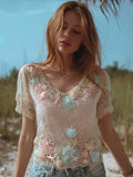 Bohemian Marine Elements Breathable V-neck Short Sleeves